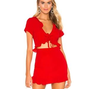 Superdown Mia ruffle tie dress red